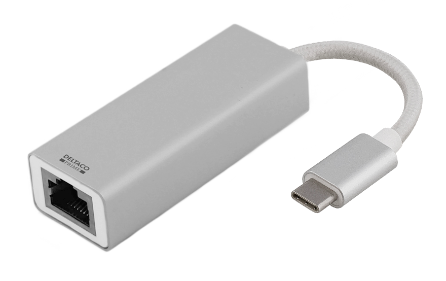 Adapter Deltaco, USB-C till Gigabit/RJ45, aluminium - Silver, bild 3