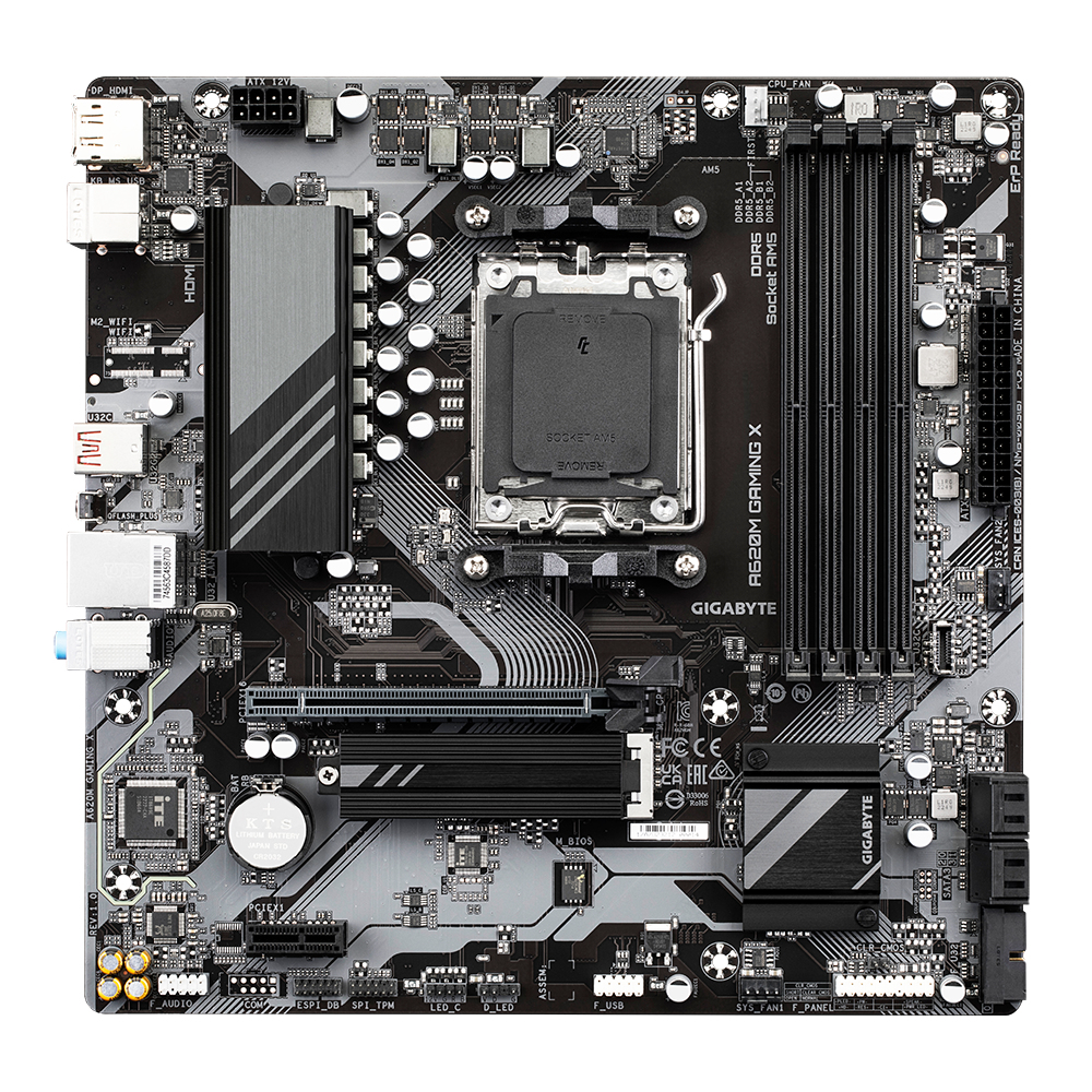 Gigabyte A620M GAMING X, AMD AM5, MicroATX, PCI Express, 4xDDR5, M.2 + SATA3 RAID, HDMI/DP, USB-C, GigaLAN, bild 3