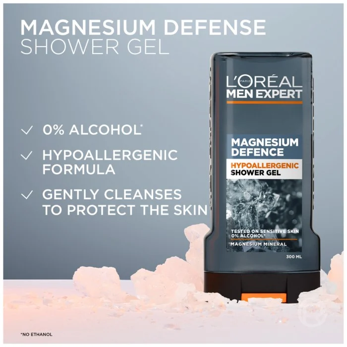 L'Oréal Paris Men Expert Shower Gel Magnesium Defence Hypoallergenic Shower Gel 300 ml, bild 3