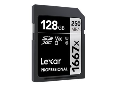 Lexar SDXC Pro 1667x U3 V60 UHS-II 128GB 250MB/s -minneskort