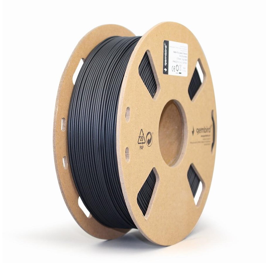Gembird - Mattsvart - 1 kg - 340 m - färglåda - PLA-fiber (3D), bild 2