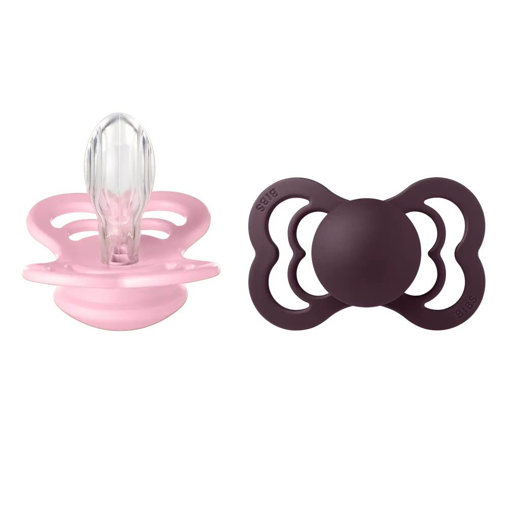 BIBS Pacifier Supreme Silicone Baby Pink Plum Size 2 2pcs, bild 3