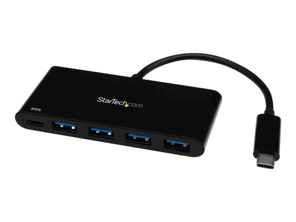 Startech 4-ports USB C-hubb med 4 USB Type-A-portar (USB 3.0 SuperSpeed 5 Gbps) - 60 W strömförsörjning pass-through-laddning - USB 3.1 Gen 1/USB 3.2 Gen 1 hubbadapter för bärbar dator - MacBook, Dell - Hubb - 4 x SuperSpeed USB 3.0 - skrivbordsmodell