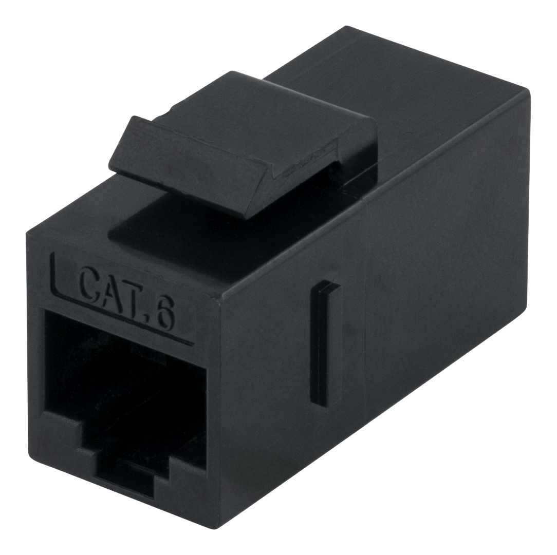Skarvkontakt Cat6 Deltaco, Keystone coupler, oskärmad, 2xRJ45 - Svart, bild 4