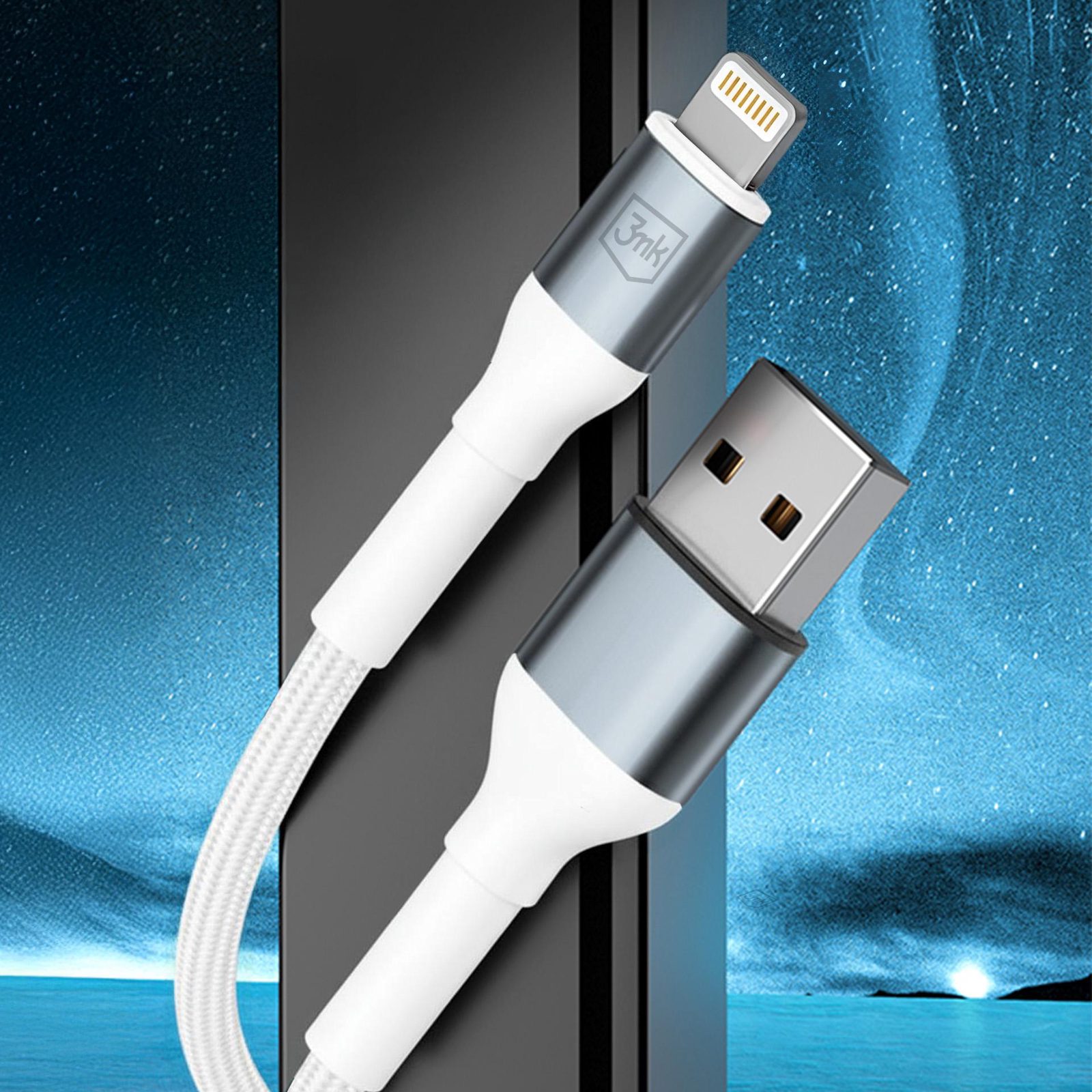 3mk Hyper Cable N-SERIES USB-A / Lightning 1 m QC 3.0 5 V/2,4 A 12 W – vit, bild 4