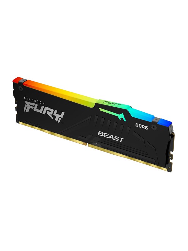 Kingston FURY Beast RGB DDR5-6400 - 16GB - CL32 - Single Channel (1 pcs) - AMD EXPO & Intel XMP - Svart med RGB