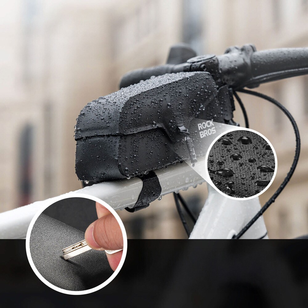 Rockbros Vattentät Cykelväska / ramväska 0,9L - Svart, bild 3