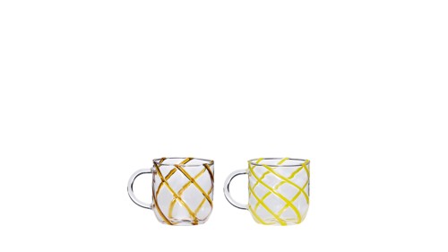 Hübsch - Kiosk Glass Mugs Swirl - Yellow - 9x13xh10cm, bild 3