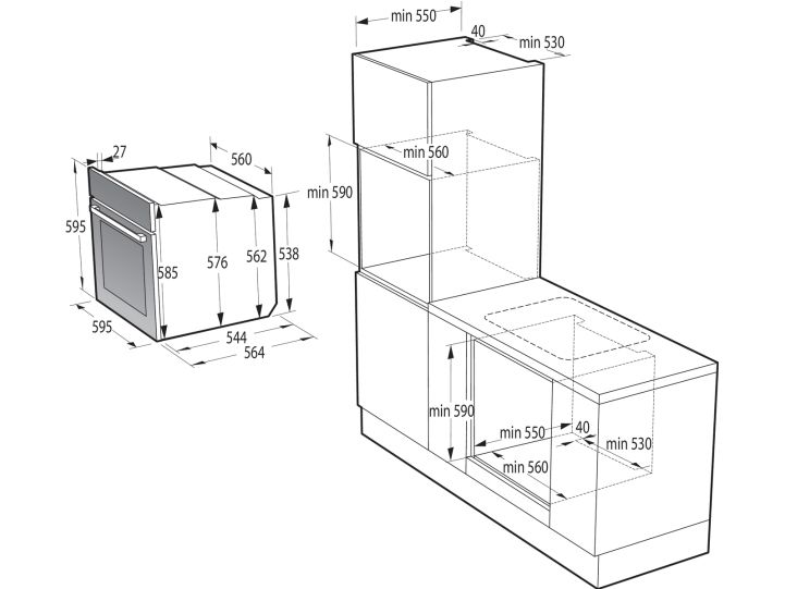 Gorenje BOS6737E13FBG, Stor, Elektrisk ugn, 77 l, 300 ° C, Teleskopiskt hyllsystem, AquaClean