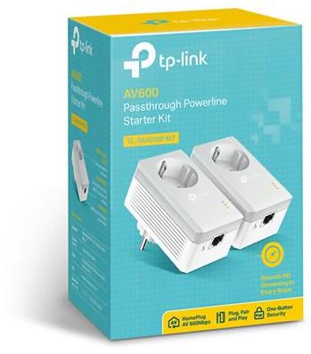 TP-Link TL-PA4010PKIT AV500 Nano Powerline Starter Kit, HomePlug AV, 500Mbps, 2-pack, Pass-through