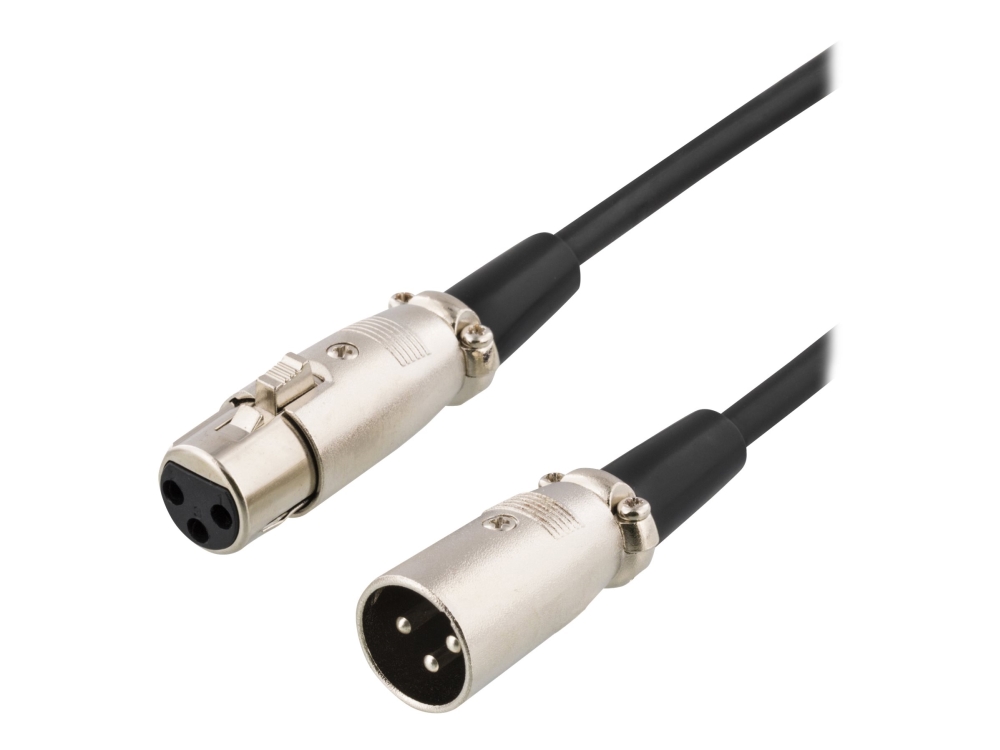 Deltaco XLR Kabel, 3-pin ha - 3-pin ho, 1m - Svart