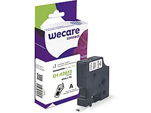 Teksttape, Wecare, alternativ til Dymo D1, 6 mm, sort på hvid