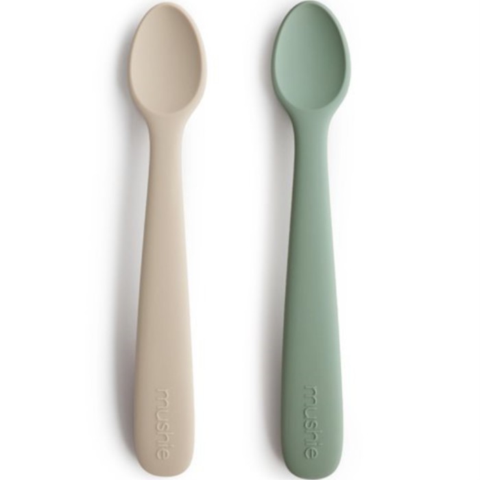 Mushie Silikonskedar 2-pack (Cambridge Blue / Shifting Sand)