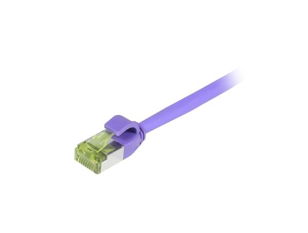 Patchkabel RJ45 CAT6A 500Mhz 015m lila SFTP slimline rund d45mm TPELSZHSuperflex AWG28 med CAT7 råkabel Synergy 21