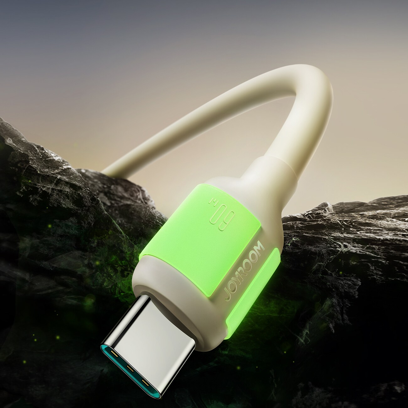 Joyroom S-A53 60W USB-C-kabel - USB-C med fluorescerande spets 1,2 m - beige, bild 5