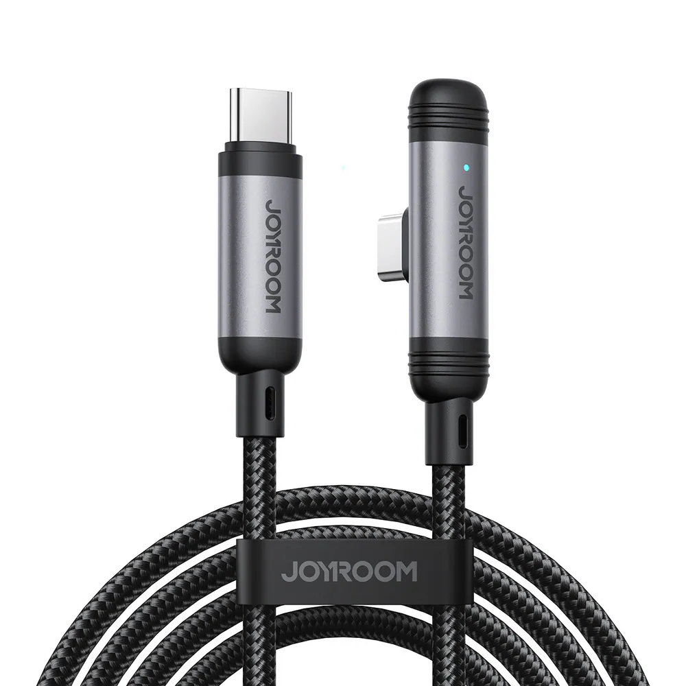 Joyroom USB-C till USB-C vinklad snabbladdningskabel 60W, 1,2m - Svart