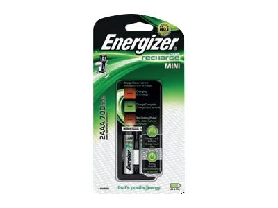 Energizer Recharge Mini 700 - 8-13 hr batteriladdare - (för 1xAA, 2xAAA) 2 x AAA - NiMH - 700 mAh