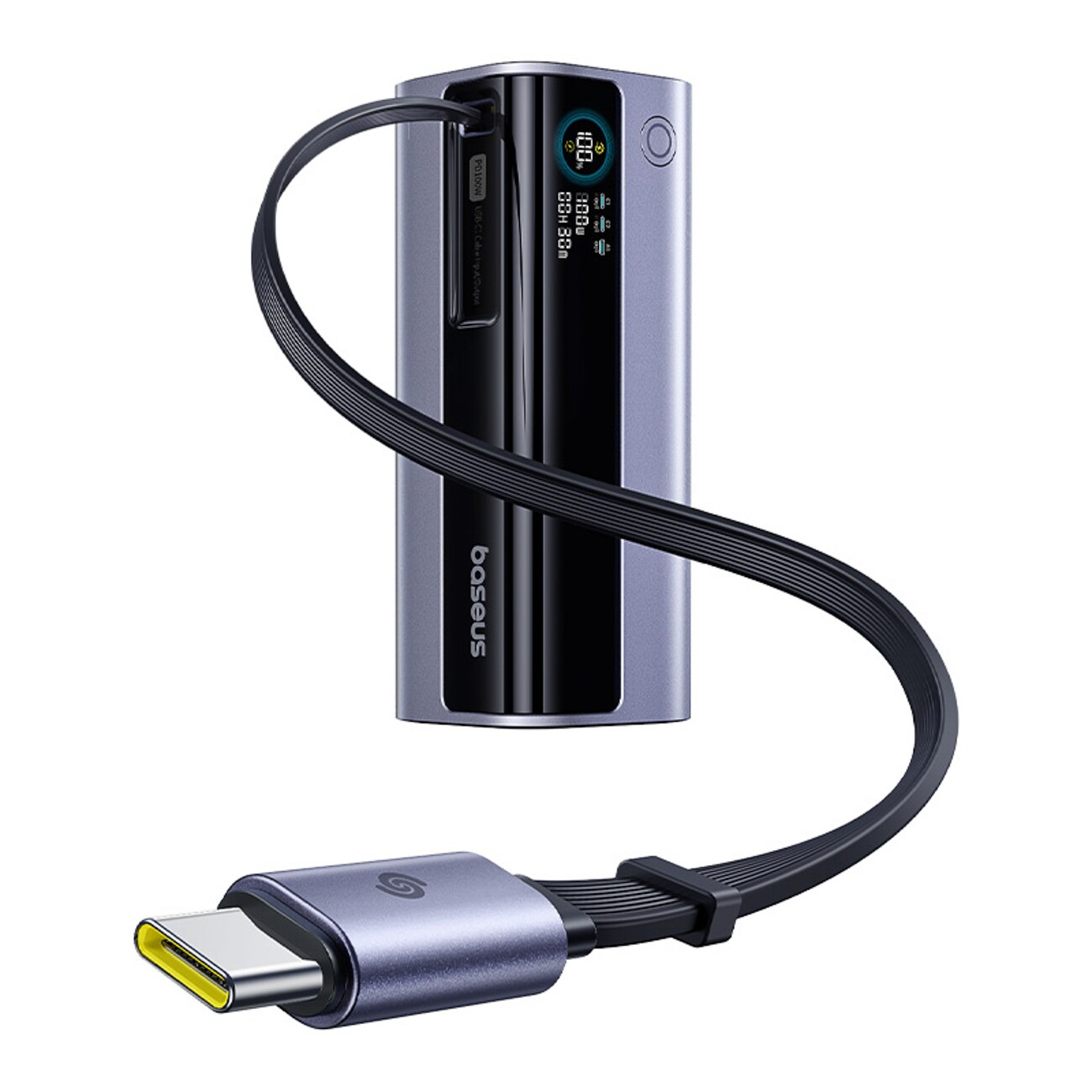 Baseus EnerGeek GR11 10 000 mAh 100 W powerbank med infällbar kabel – grå, bild 2