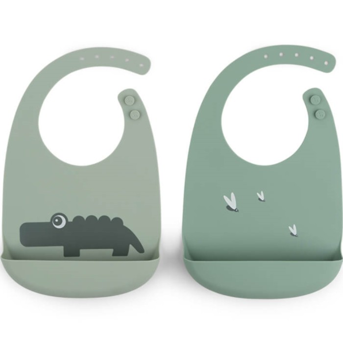 Done by Deer Silicone Bib 2-pack Croco, Green