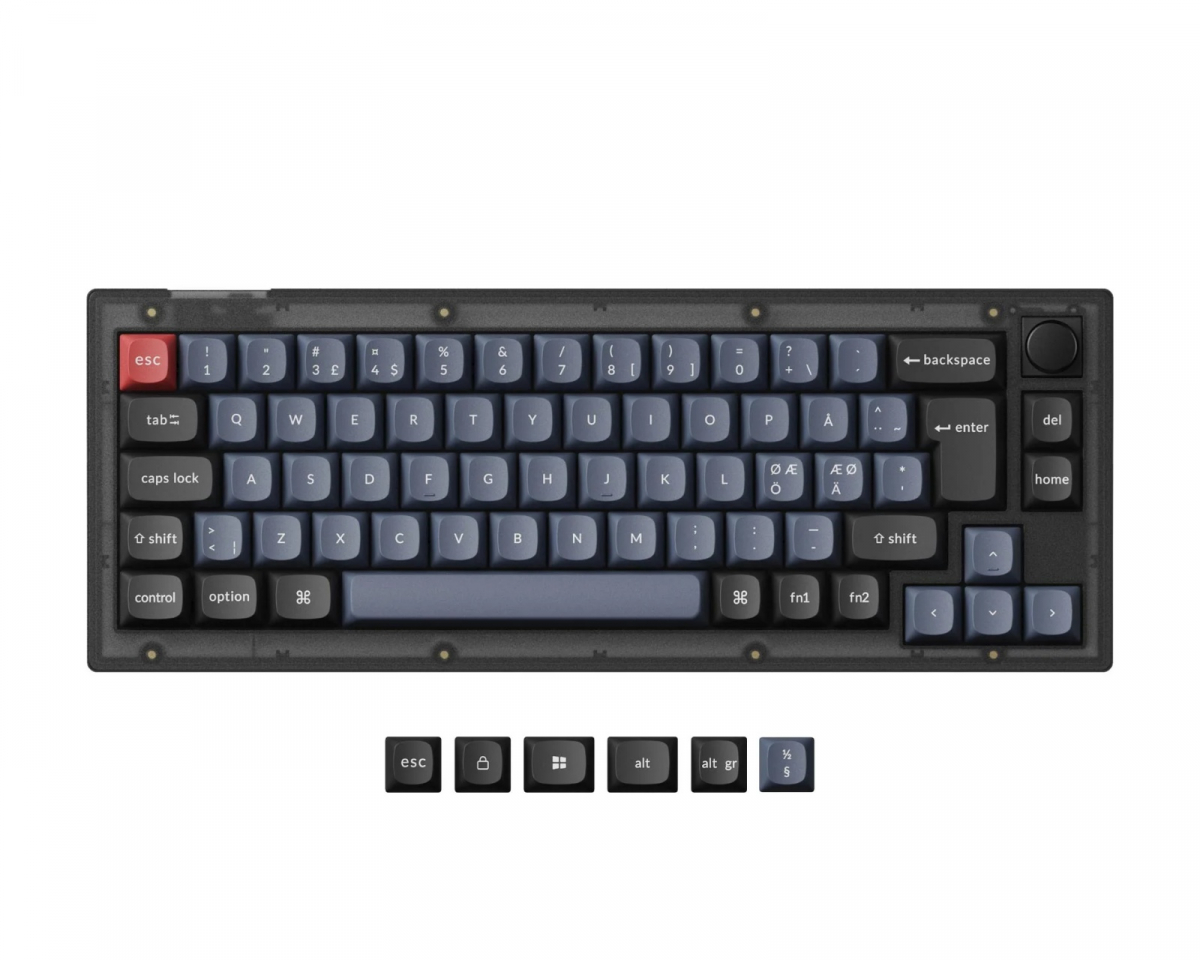 Keychron V2 Hotswap Knob ISO Tangentbord - Frosted Black [K Pro Red]