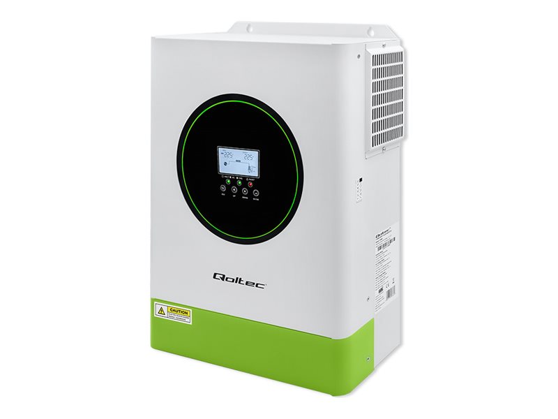 Qoltec - Strömomvandlare - 120A, BMS, LCD, MPPT, sinus - AC 220-230 V - 6200 Watt - 6200 VA - RS-232, RS-485 - vit, grön