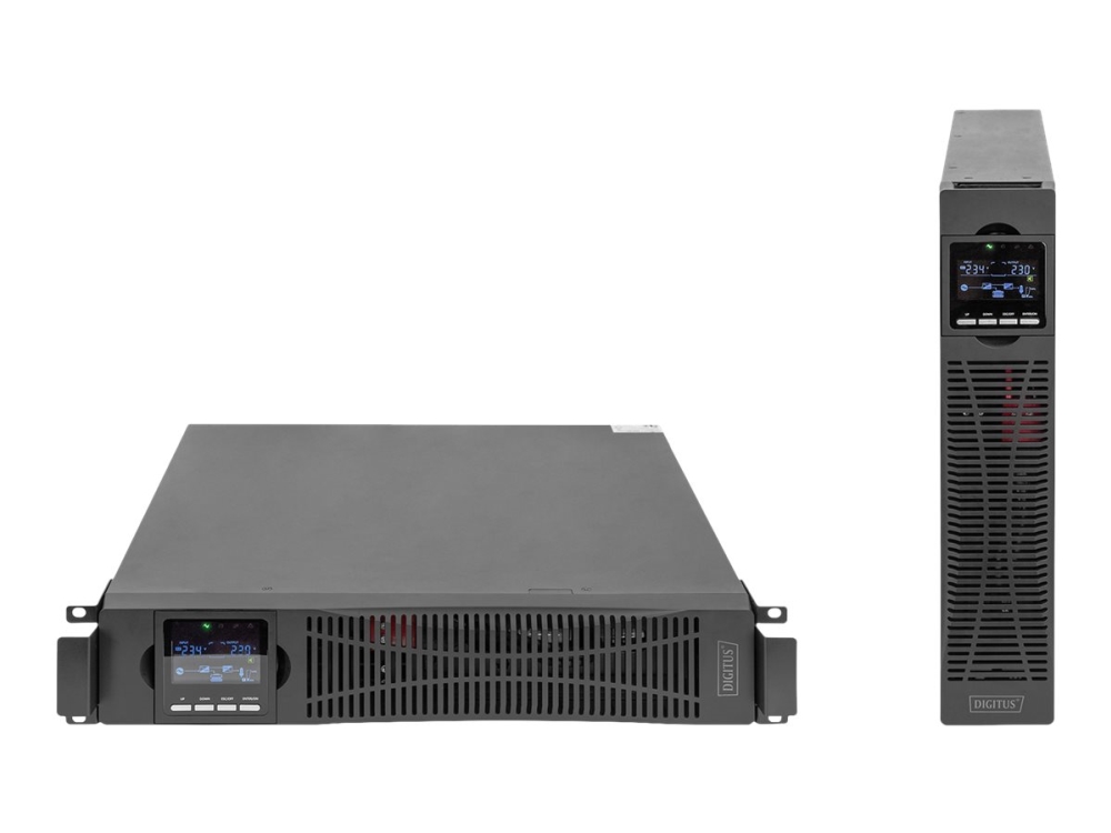 DIGITUS - UPS (rackmonterbar/extern) - online - AC 208/220/230/240 V - 2000 Watt - 2000 VA - 1-fas - RS-232, USB - utgångskontakter: 8 - 2U - 19 - 1.8 m sladd