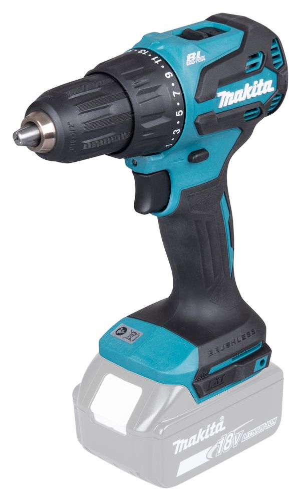 Makita DHP490Z, Mutterdragare, Pistolhandtag, 1/2, Blå, Svart, Borstlös, 1900 RPM - SOLO