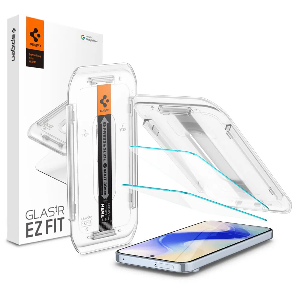 Spigen Glas.tR EZ Fit härdat glas med applikator för Google Pixel 9 / 9 Pro (2 st.)