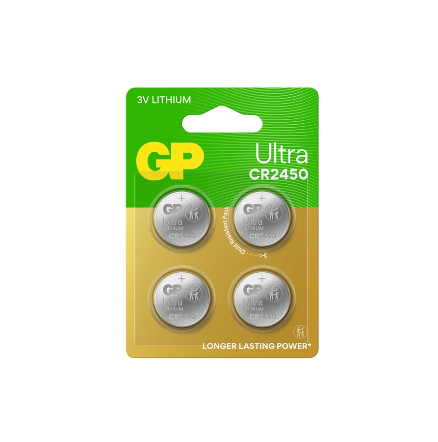 GP Ultra Lithium Cell Battery CR2450, 3V (4-pack)