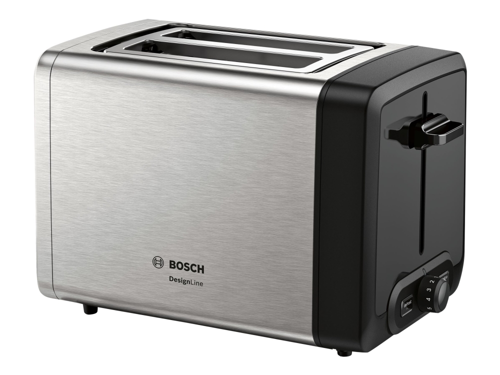 Bosch DesignLine TAT4P420 brödrost 970 W, 2 fack, rostfritt stål/svart