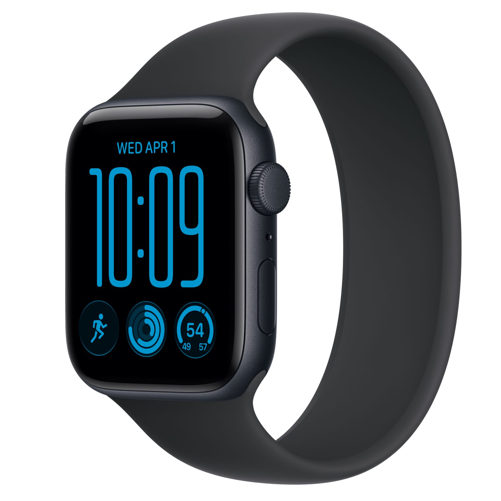 Apple Watch SE 3 (GPS) • Aluminiumboett midnatt, 44 mm • Sololoop svart