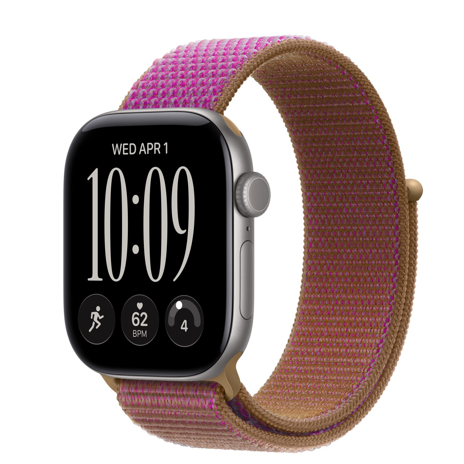 Apple Watch Series 12 (GPS) • Aluminiumboett rymdgrå, 42 mm • Sportloop magenta