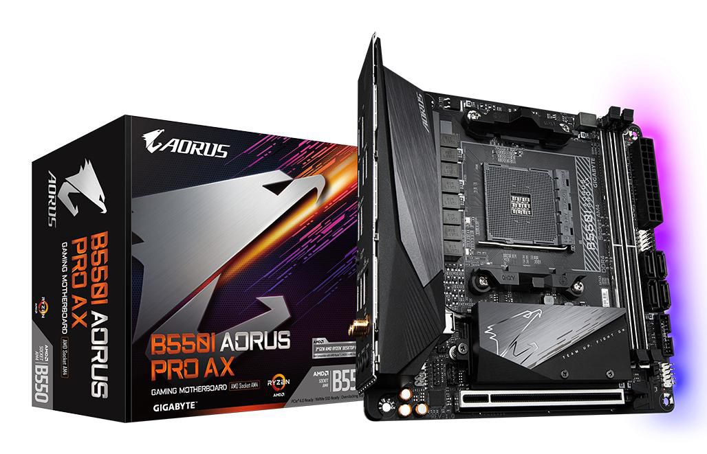 Gigabyte B550I AORUS PRO AX, AMD Socket AM4, Mini-ITX, 2xDDR4, PCI Express, 2xM.2 + SATA3 RAID, HDMI/DP, USB-C, 2.5GbE LAN, WiFi 6, Bluetooth 5, RGB Fusion 2.0, bild 4