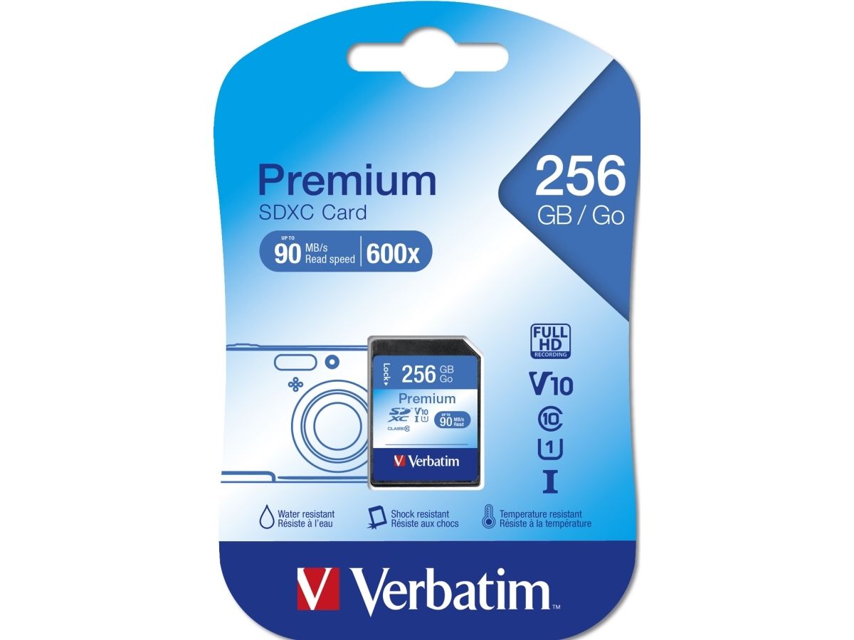 Verbatim Premium - Flash-minneskort - 256 GB - UHS Class 1 / Class10 - 600x - SDXC UHS-I
