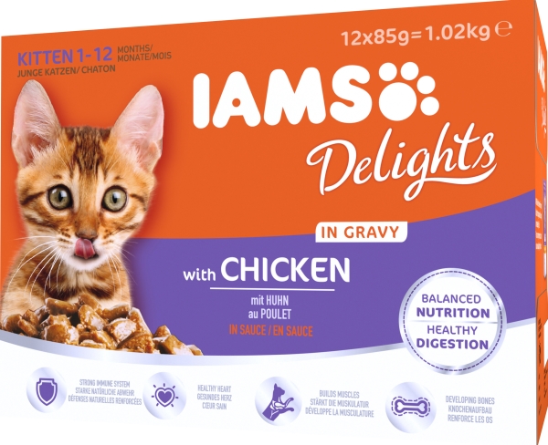 Iams Delights in gravy Multipack Kitten Våtfoder till Kattunge 12x85 g