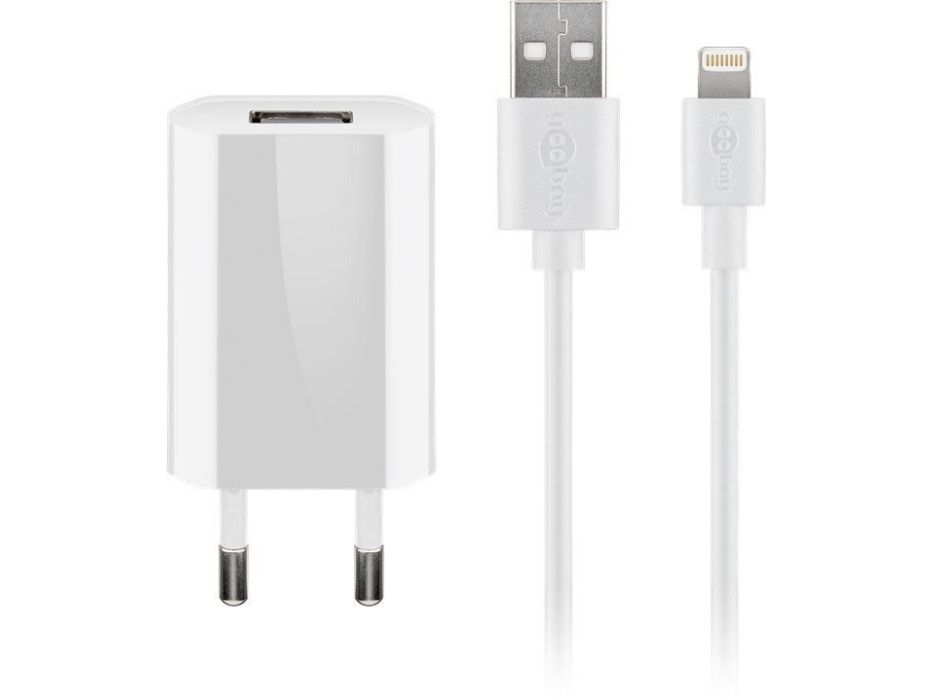 goobay - Strömadapter - 5 Watt - 1 A (USB) - på kabel: Lightning - vit - Europa, bild 2