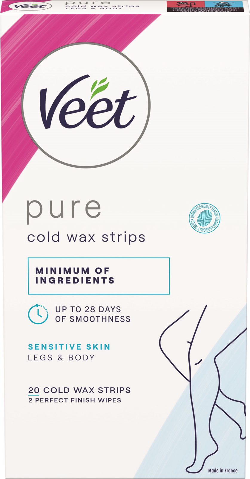 Veet Pure Wax Strips Sensitive Skin Legs & Body 20 st
