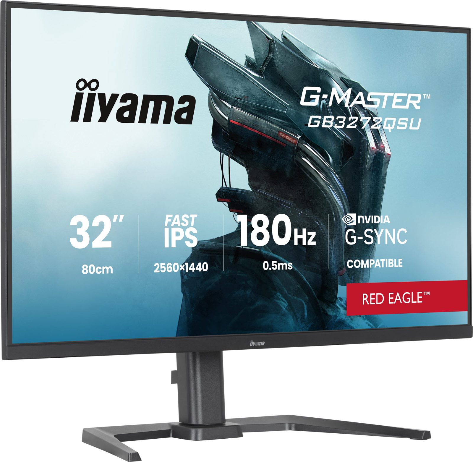 31.5" iiyama G-Master GB3272QSU-B1 Red Eagle, Fast IPS 2560x1440, 0,5 ms, 180Hz G-Sync, höjdjusterbar, 2xHDMI/DP, högtalare, USB 3.2/USB-C-hubb, bild 3