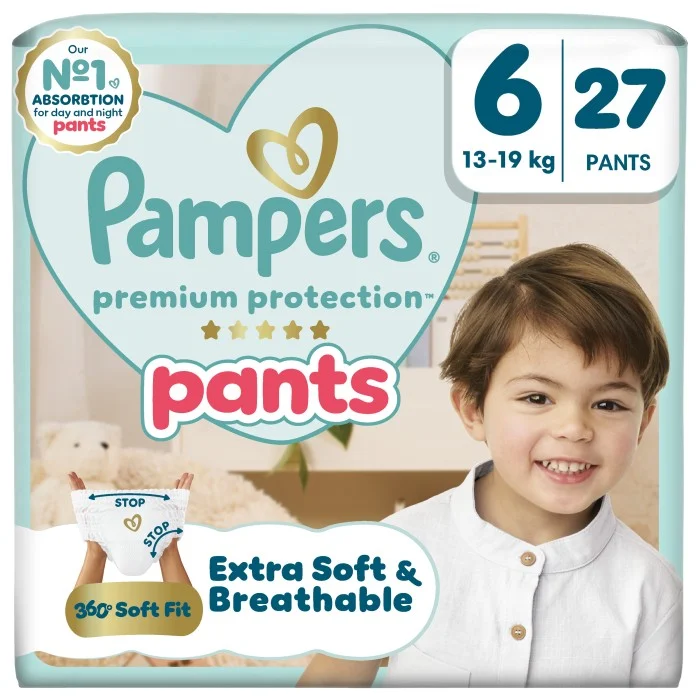 Pampers Premium Protection byxblöjor storlek 6, 27 blöjor, 13kg-19kg
