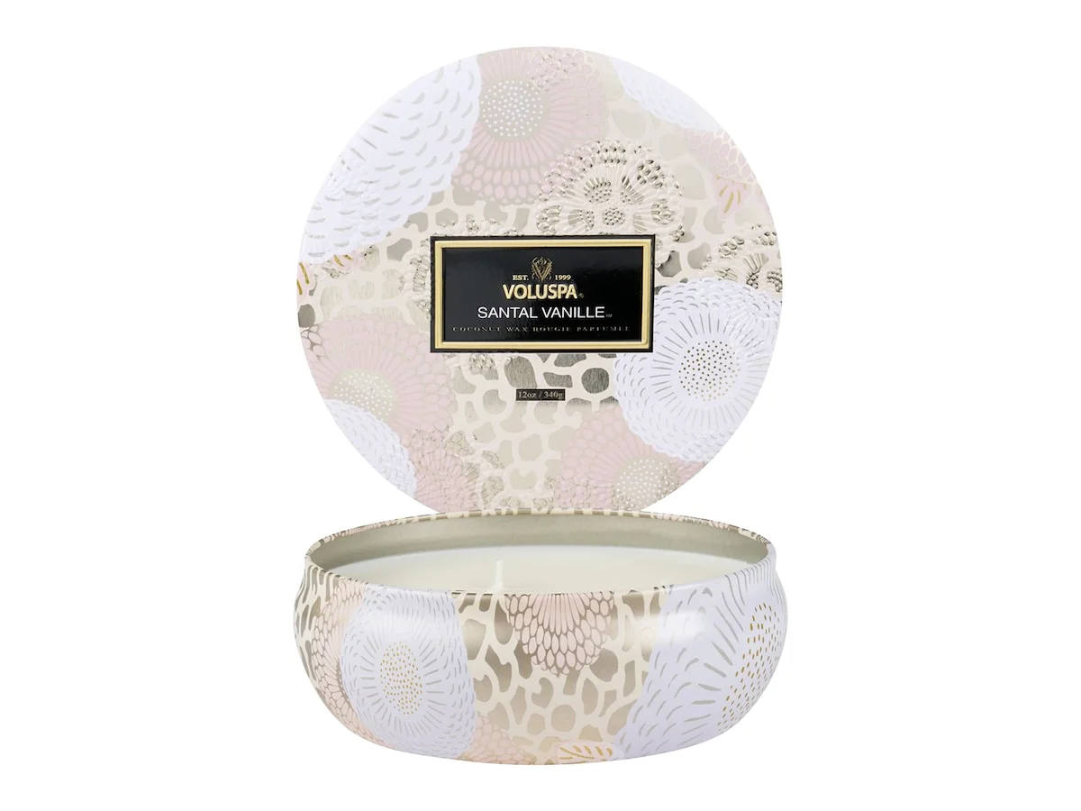 Voluspa Santal Vanille Japonica 3-Wick in Decorative Tin 40h