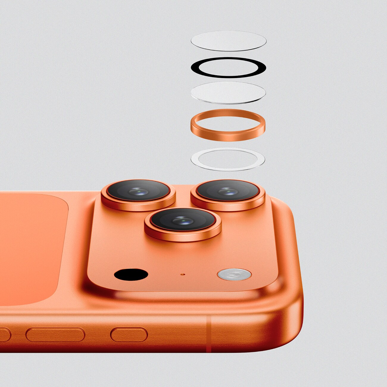 AmazingThing Linsglas för iPhone 17 Pro / Pro Max - med orange ram, bild 5
