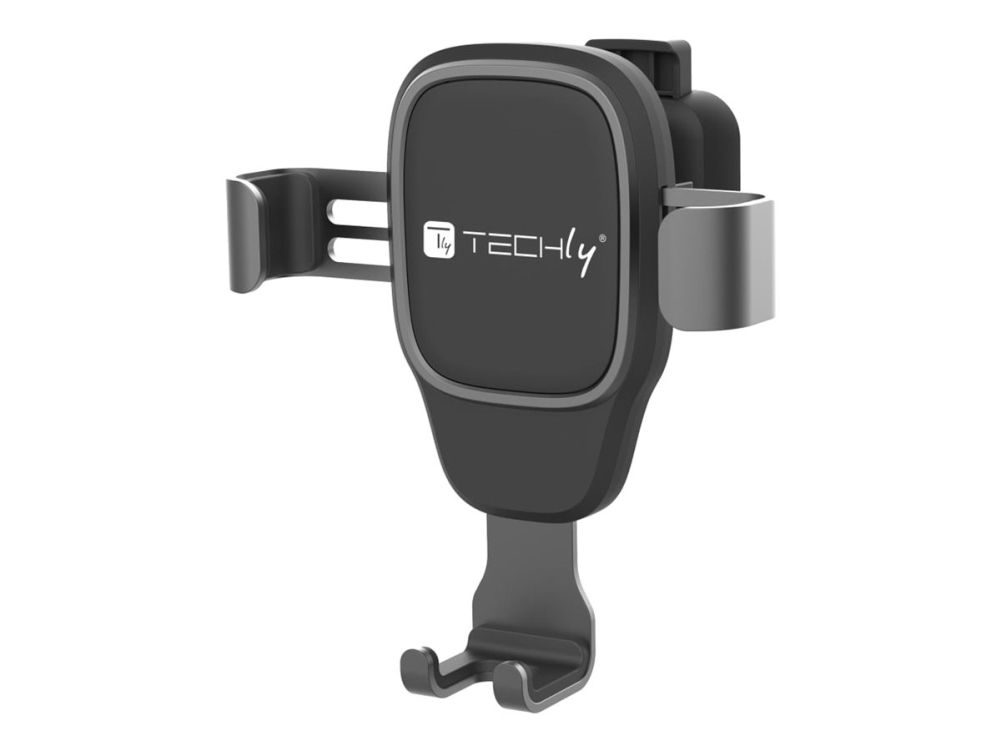 TECHly - Bilhållare för mobiltelefon - universal, with gravity system - from 2.5 to 3.6 wide - svart