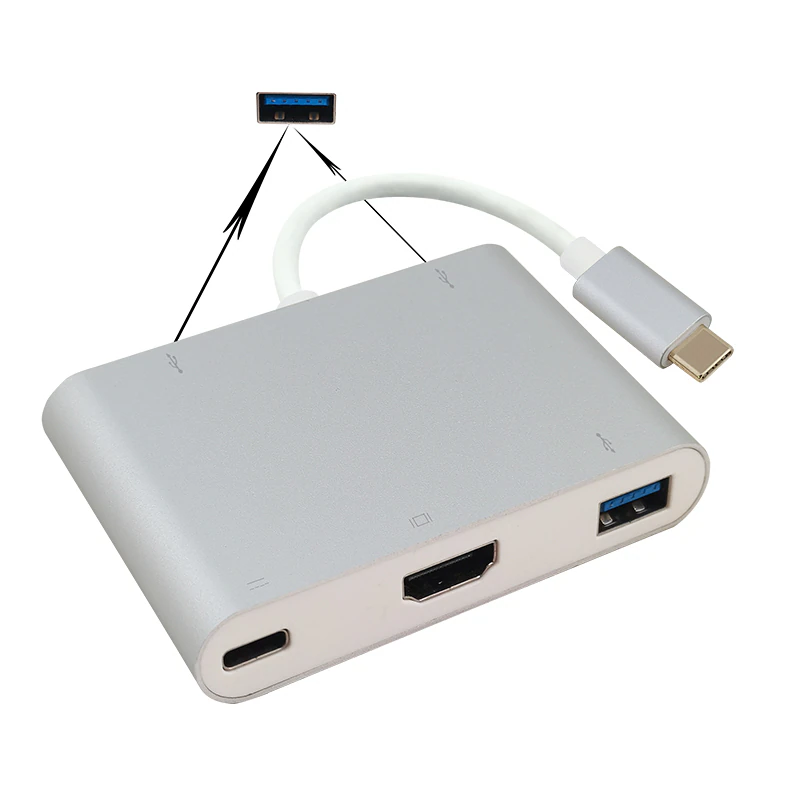 helos Dockingstation USB 3.1 Type‑C till 3x USB, HDMI och USB‑C, Premium 4K