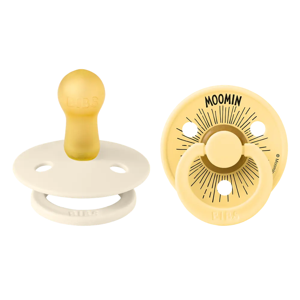 BIBS x Moomins Pacifier Colour Moomintroll 2-pack Latex Size 2 Ivory/Pale Butter, bild 3