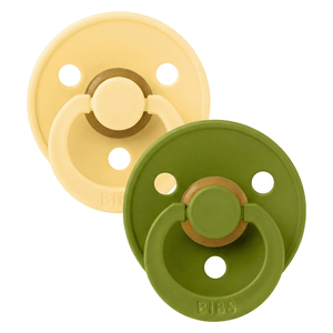BIBS Pacifier Colour Latex Pale Butter/Wasabi Size 1 2pcs