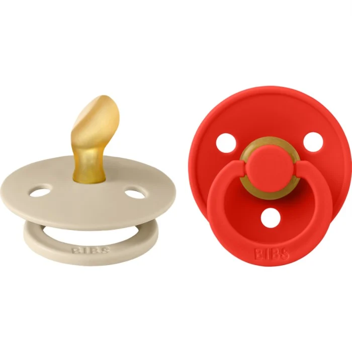 BIBS Pacifier Colour 2-pack Anatomical Latex Size 1, Vanilla/Candy Apple