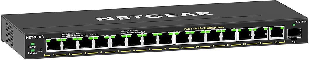 Netgear Plus GS316EP, 15-port Gigabit (PoE+), 1xSFP, 180W, bild 2