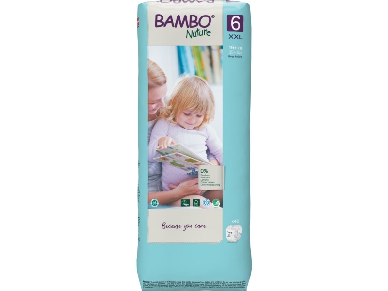 Barnblöja, tad i, miljömärkt, Bambo Nature, stl. 6, 3-pack