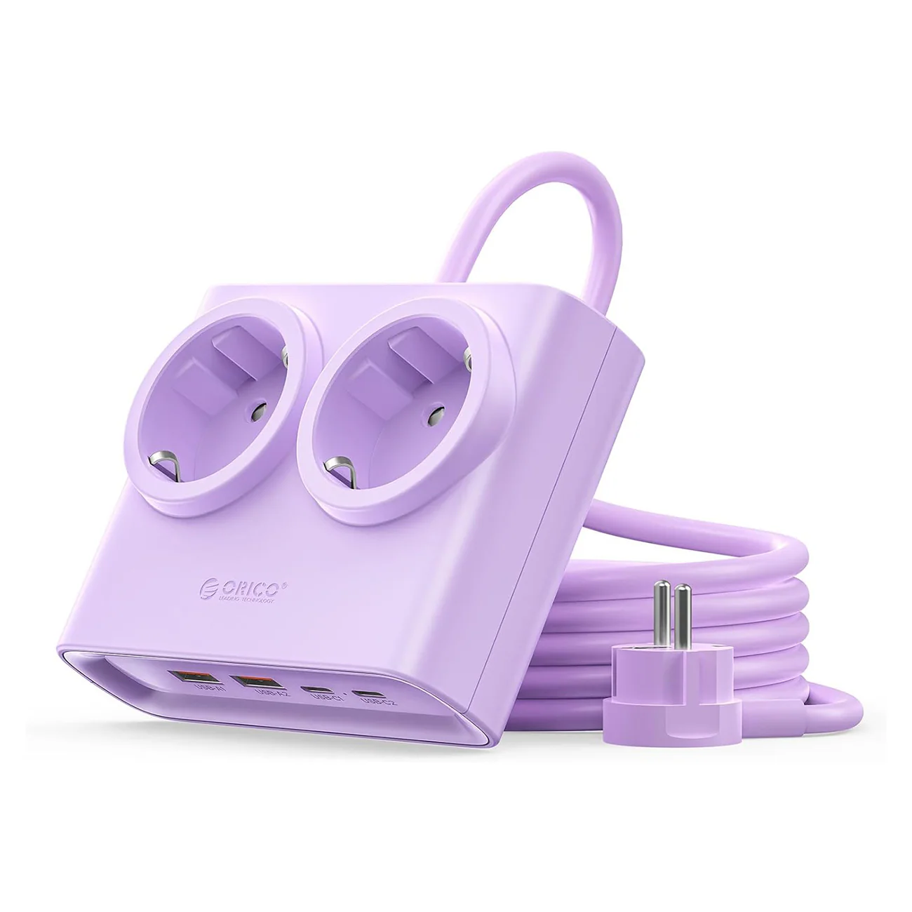 Orico PDC25 25 W 6-i-1-grenuttag 2x växelström + 2x USB-A + 2x USB-C – Lila