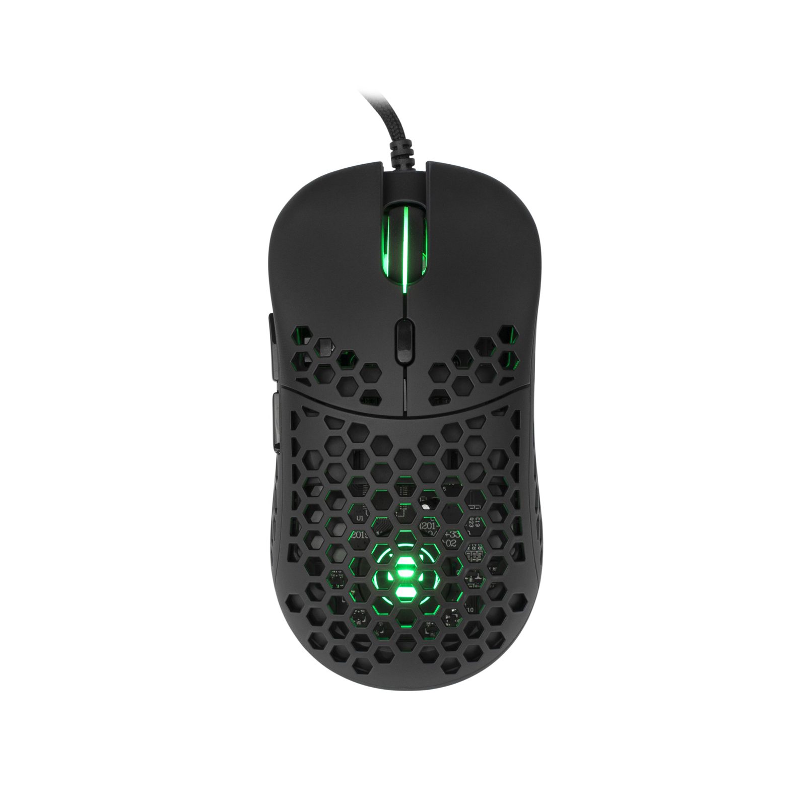 Ultralätt spelmus eShark Naginata Black, 60g, Pixart PMW3389-sensor, RGB-bakgrundsbelysning